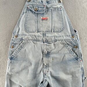 Vintage 90s Ikeda Overalls Mens Medium 34 Blue Light Wash Carpenter Faded Wide